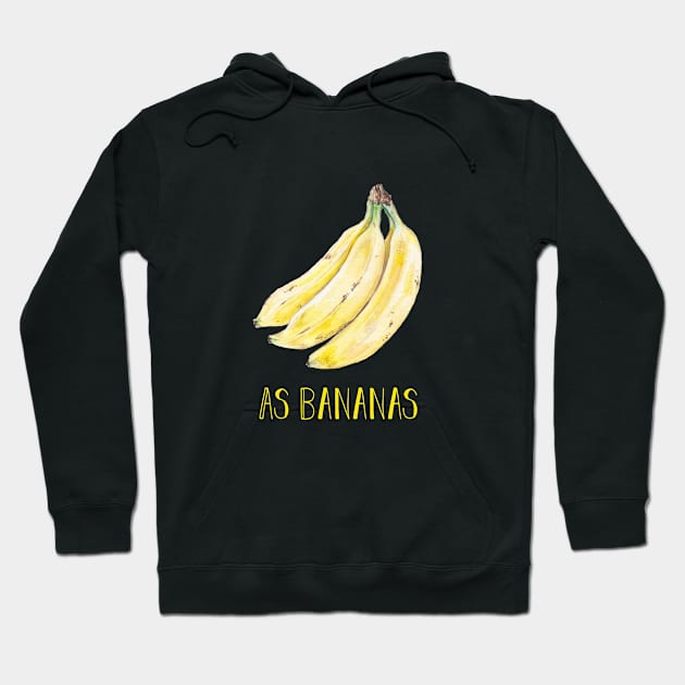 Bananas Portuguese Watercolor Pop Art Hoodie by wanderinglaur